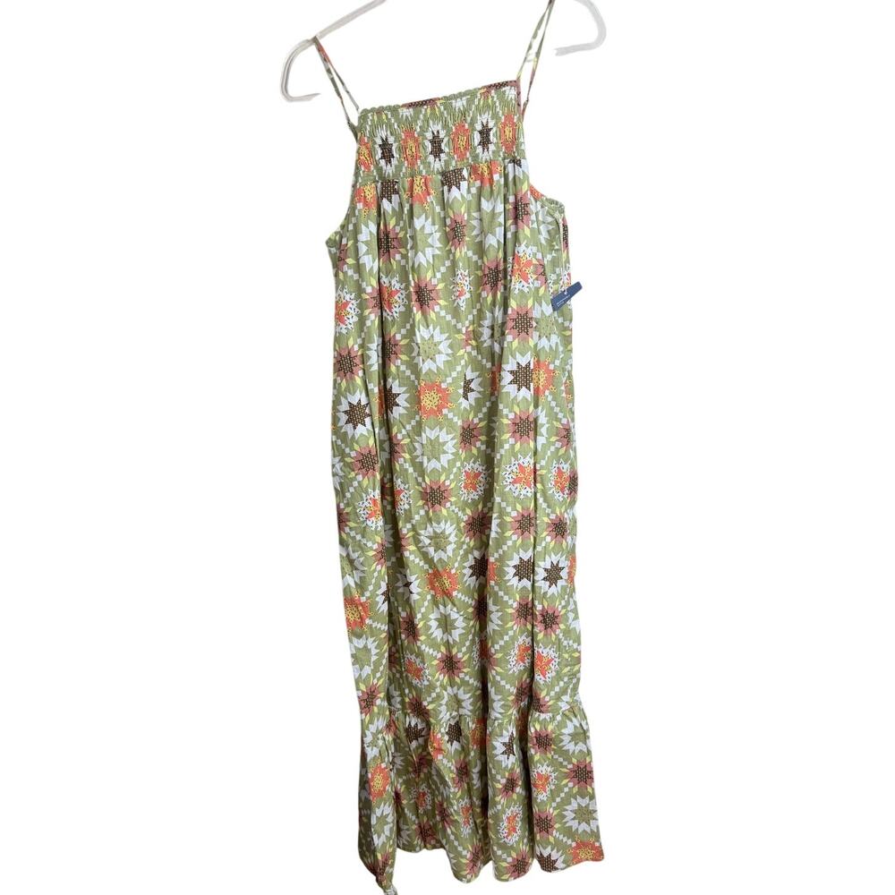 New TIME and TRU Patchwork Maxi Summer Dress Size L Sleeveless Cottagecore Shift